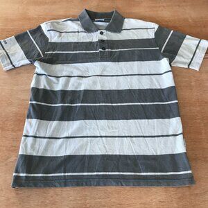 Joker Polo Shirt Men M Gray White Striped Short Sleeve Collared Athleisure 17223